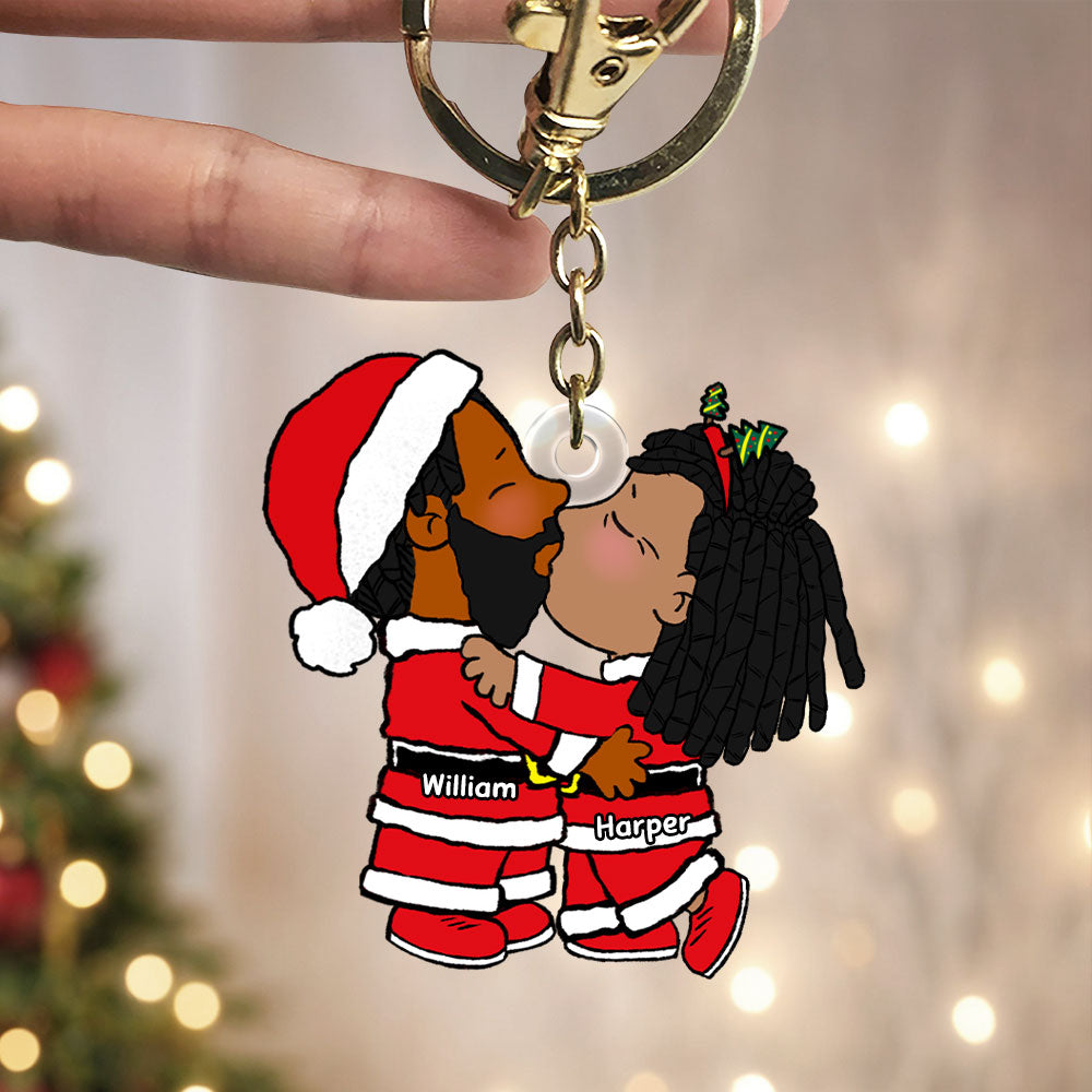 Personalized Christmas Keychain for Couples - Custom Names | Valentine's Day Gifts Keychains PopCulturePrints