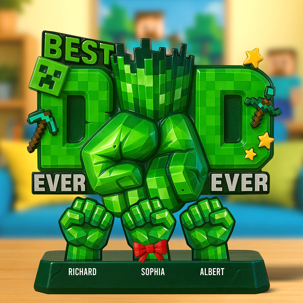 "Best Dad Ever" - Personalized Fist Bump Dad Acrylic Plaque - Unique Gift for Dad, Grandpa & Father Figures Shaped Plaques PopCulturePrints