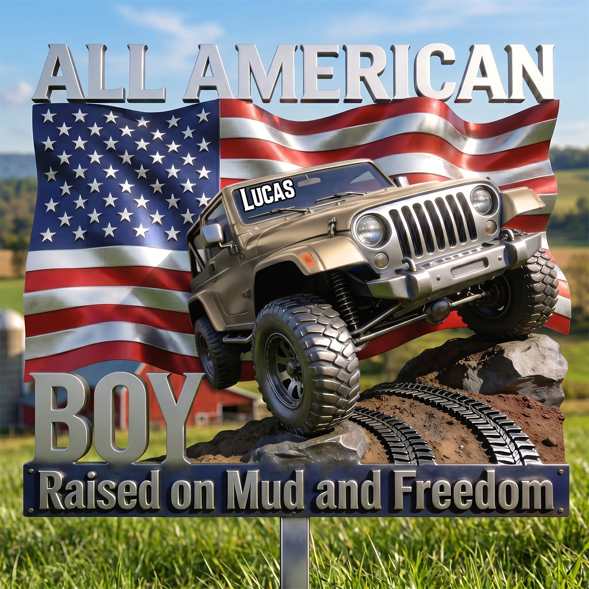 All American Boy - Custom American Vehicle Metal Sign for Off-road Lovers Metal Signs PopCulturePrints