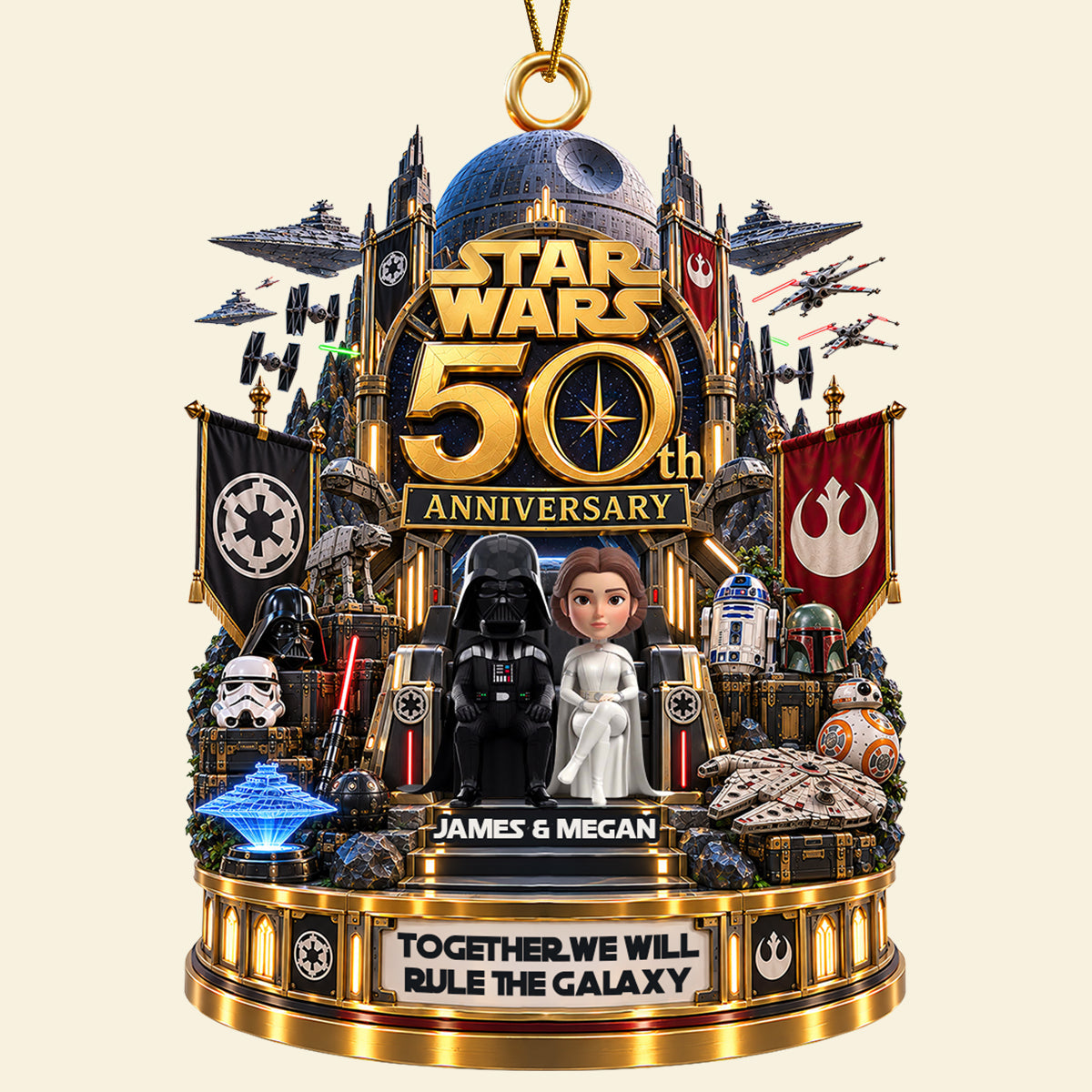 Together, We Will Rule the Galaxy - Personalized Star Wars 50th Anniversary Couple Ornament