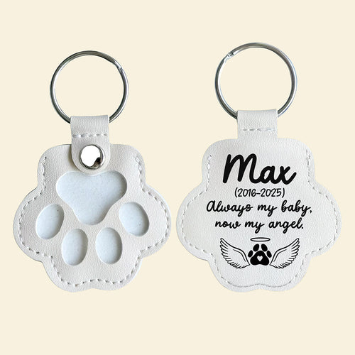 “Always my baby, now my angel” - Personalized Pet Hair Storage Keychain - Gift for Pet Lovers, Memorial Keepsake Keychains PopCulturePrints