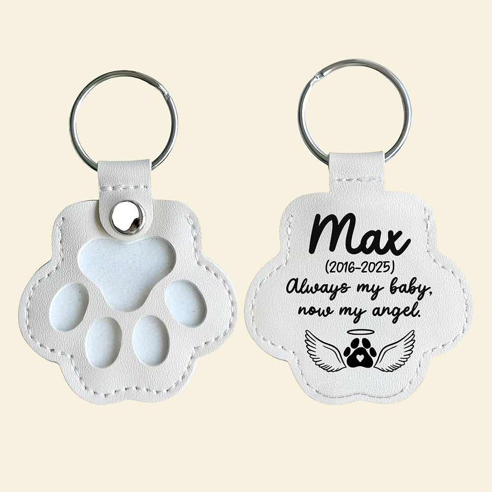 “Always my baby, now my angel” - Personalized Pet Hair Storage Keychain - Gift for Pet Lovers, Memorial Keepsake Keychains PopCulturePrints