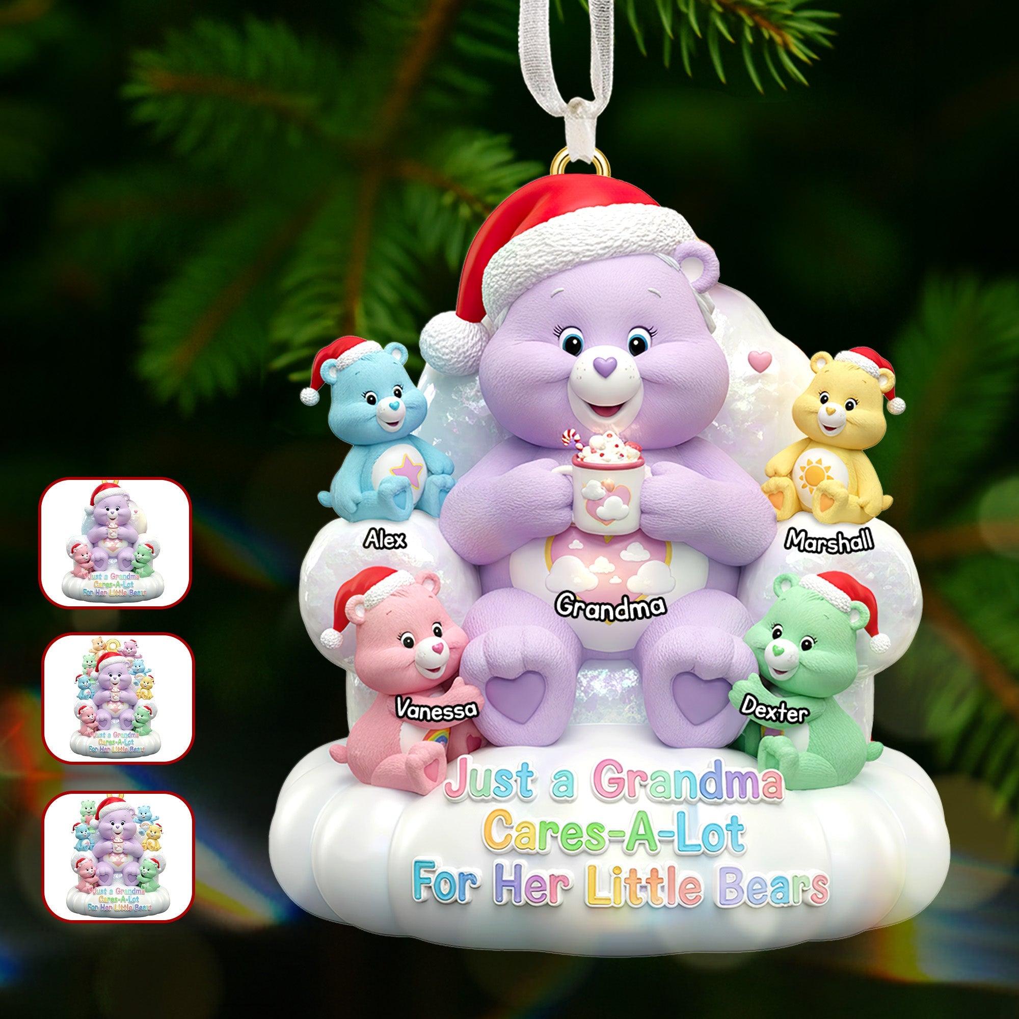 Just a Grandma Cares-A-Lot - Personalized Christmas Ornament for Grandma Ornament PopCulturePrints