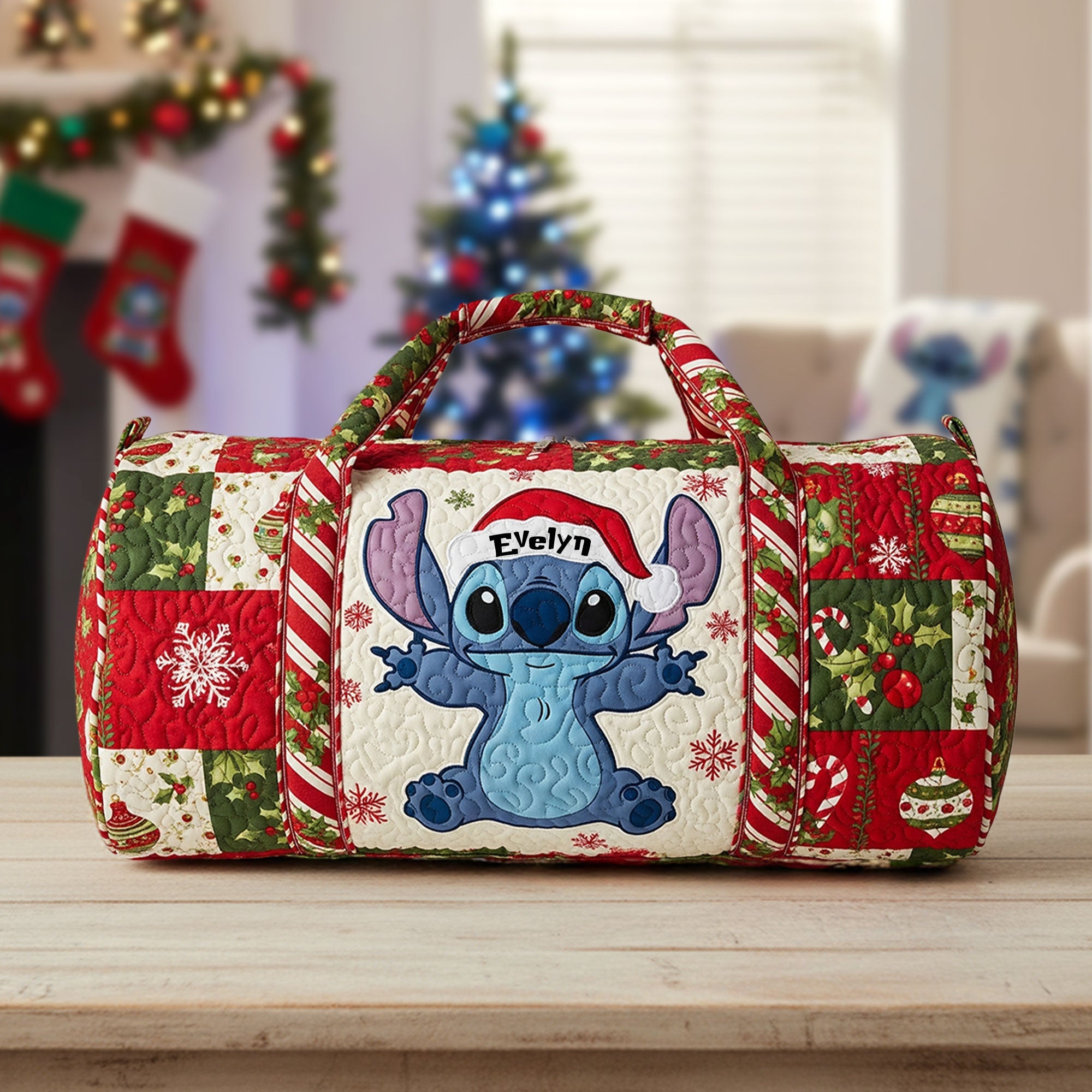Celebrate the Holidays with a Custom Christmas Quilted Duffle Bag - Perfect Personalized Gifts for Kids and Disney Fans Quilted Duffle Bag PopCulturePrints
