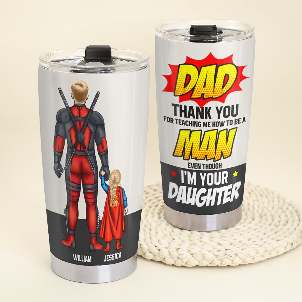 Customized Superhero Dad Tumbler - Father's Day Gift Tumbler Cup PopCulturePrints