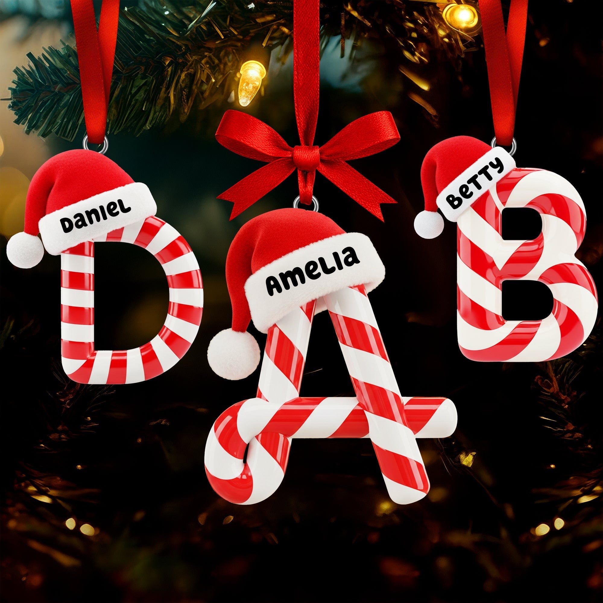 "Add a Personal Touch to Your Christmas!" - Candy Cane Alphabet Acrylic Ornament - Personalized Holiday Gift for Friends, Family and Loved Ones Ornament PopCulturePrints