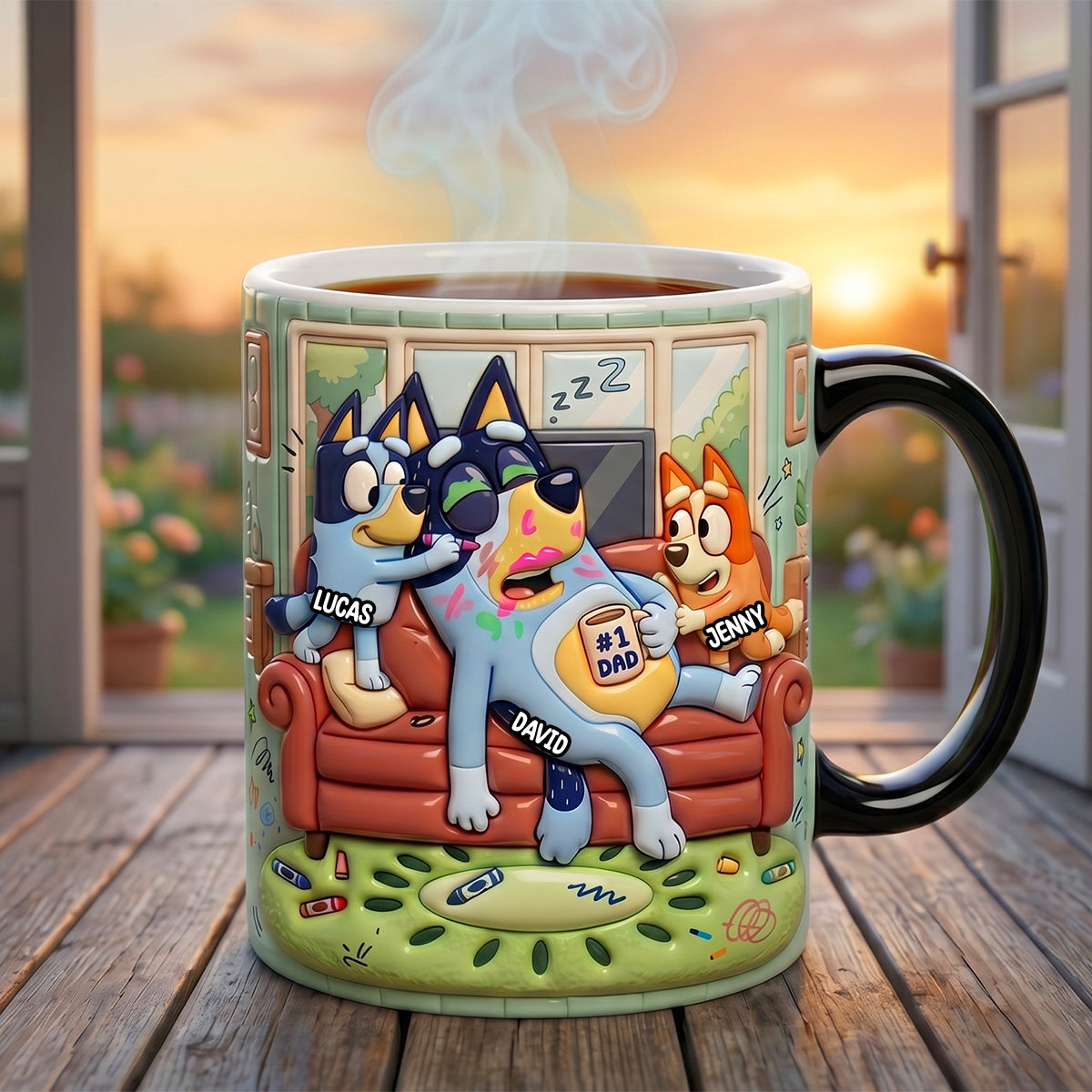 "Bring Joy to Dad's Mornings!" - Sleepy Dad Magic Coffee Mug - Personalized Gift for Father's Day, Grandpa & Dads Coffee Mug PopCulturePrints