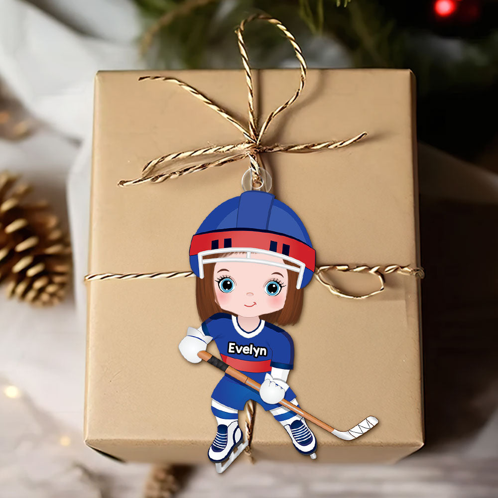 Custom Ice Hockey Player Christmas Ornament for Hockey Lovers