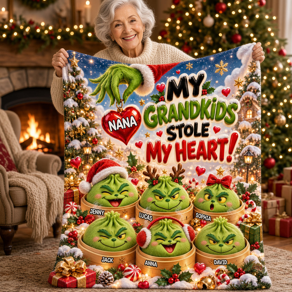 My Grandkids Stole My Heart Blanket - Personalized Gift for Grandmas