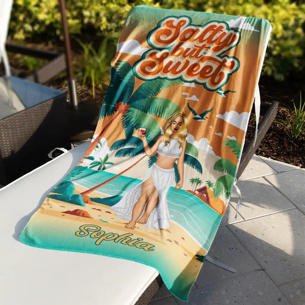 Salty But Sweet - Personalized Beach Towel for the Beach Lovers Beach Towel PopCulturePrints