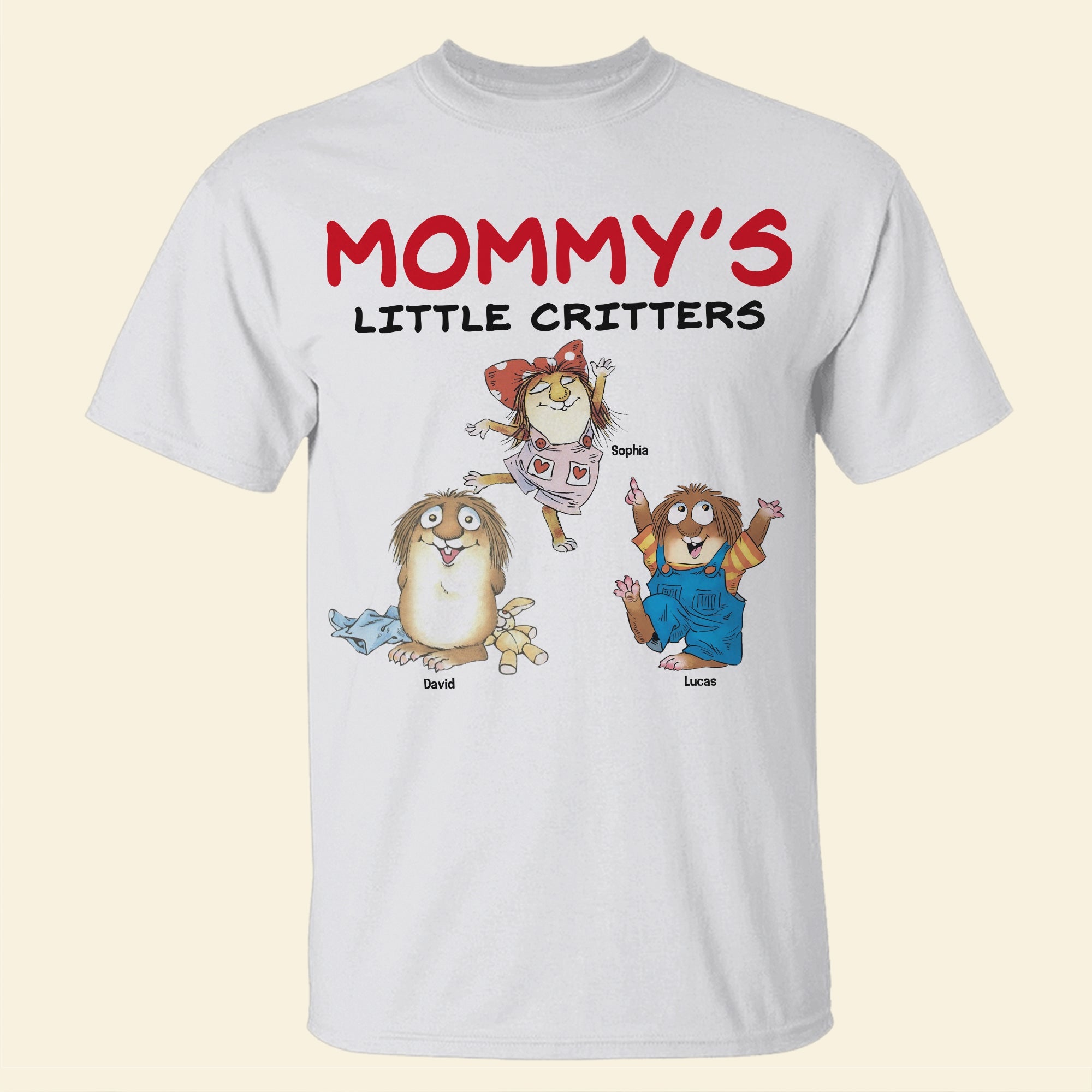 Mommy's Little Critters - Personalized T-Shirt for Mom, Cute Gift for Mother's Day and Grandma Shirts PopCulturePrints