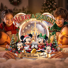 Load image into Gallery viewer, Merry &amp; Bright Christmas Acrylic Light Box - Personalized Family Gift Light Box PopCulturePrints
