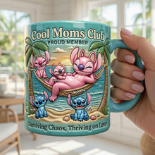 Load image into Gallery viewer, “Surviving Chaos, Thriving on Love” - Chilling Mom &amp; Hers Mischievous Kids Mug - Personalized Gift for Moms, Grandmas, and Loved Ones Coffee Mug PopCulturePrints
