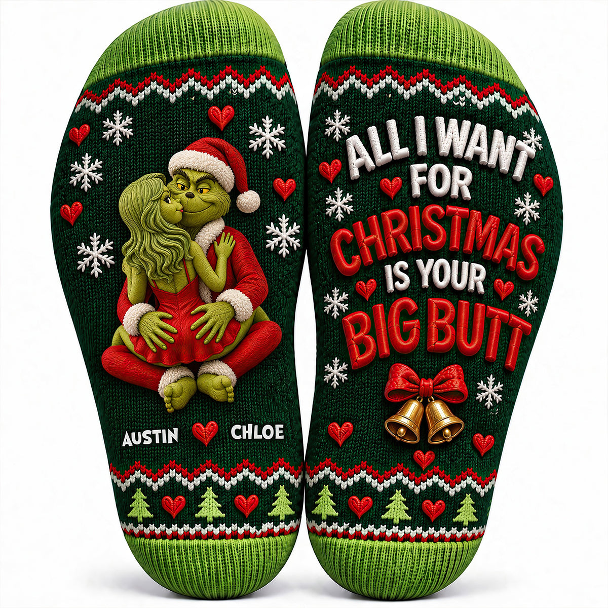 Christmas Wishes & Fun - Personalized Furry Naughty Couples Socks