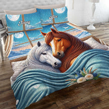 Load image into Gallery viewer, Personalized Horse Couples Quilt Bedding Set - A Unique Gift for Animal Lovers Blanket PopCulturePrints
