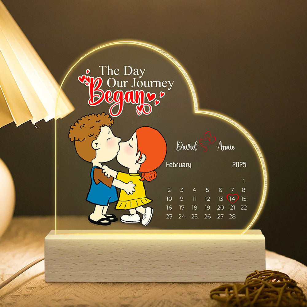 Personalized LED Light Calendar for Couples - The Day Our Journey Began Led Night Light PopCulturePrints