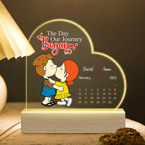 Personalized LED Light Calendar for Couples - The Day Our Journey Began Led Night Light PopCulturePrints