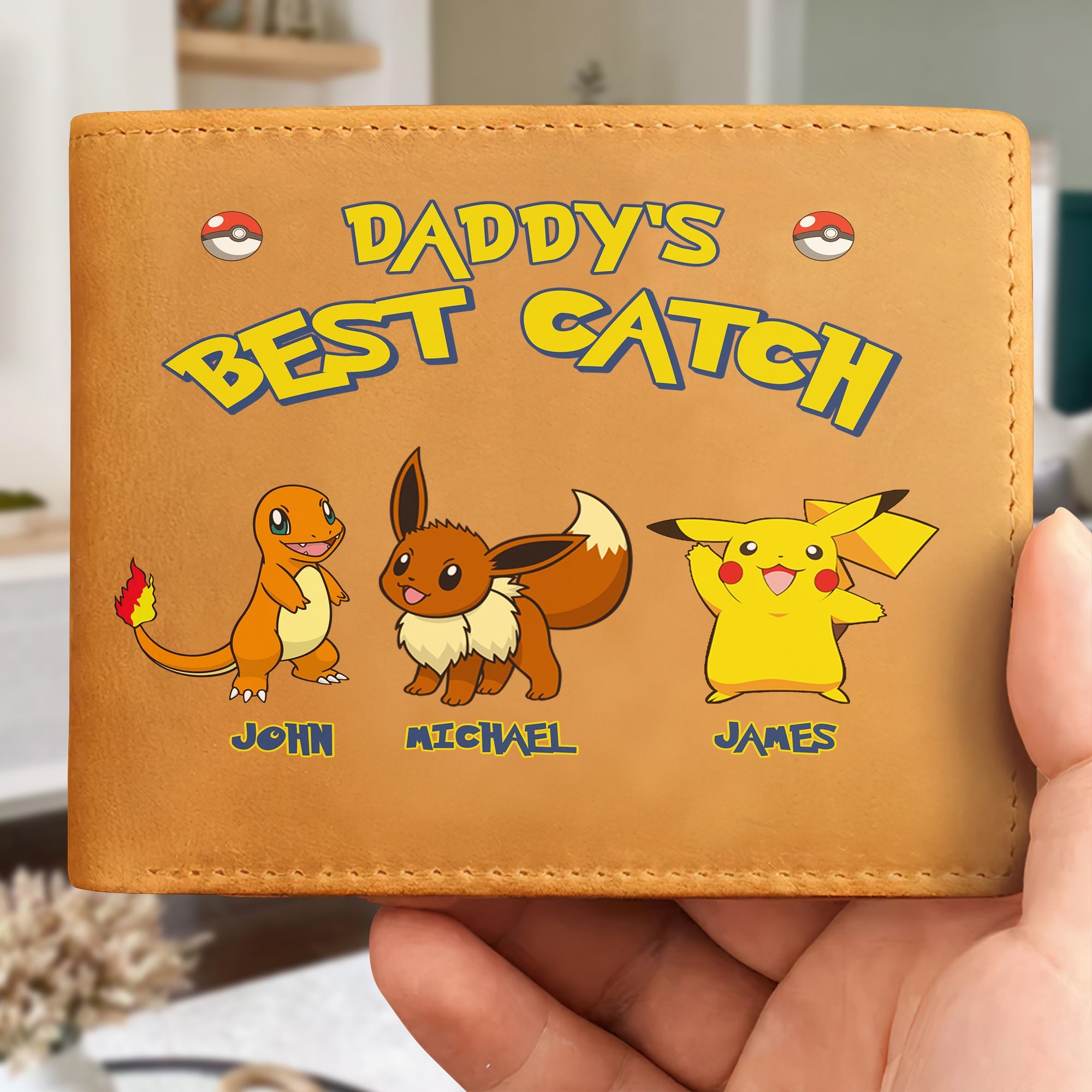 Custom PU Leather Wallet for Dad - Daddy's Best Catch Design Leather Wallet PopCulturePrints