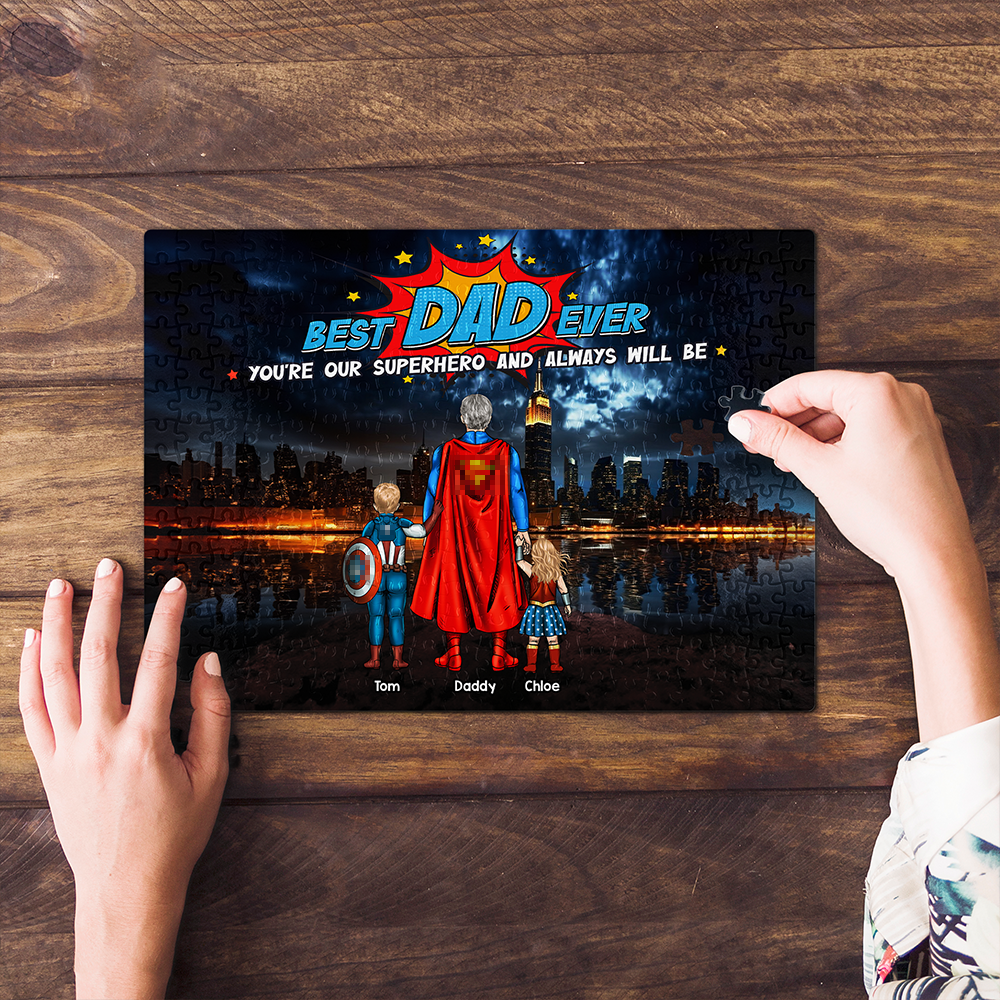 Best Dad Jigsaw Puzzle - Personalized Gift for Dad, Grandpa & Superheroes Jigsaw Puzzles PopCulturePrints