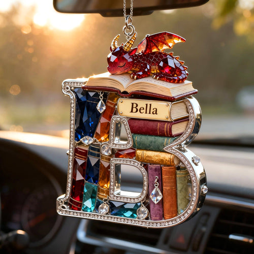 “Unleash Your Imagination!” - Fantasy Book Dragon Car Hanging Ornament - Personalized Gift for Book Lovers Ornament PopCulturePrints