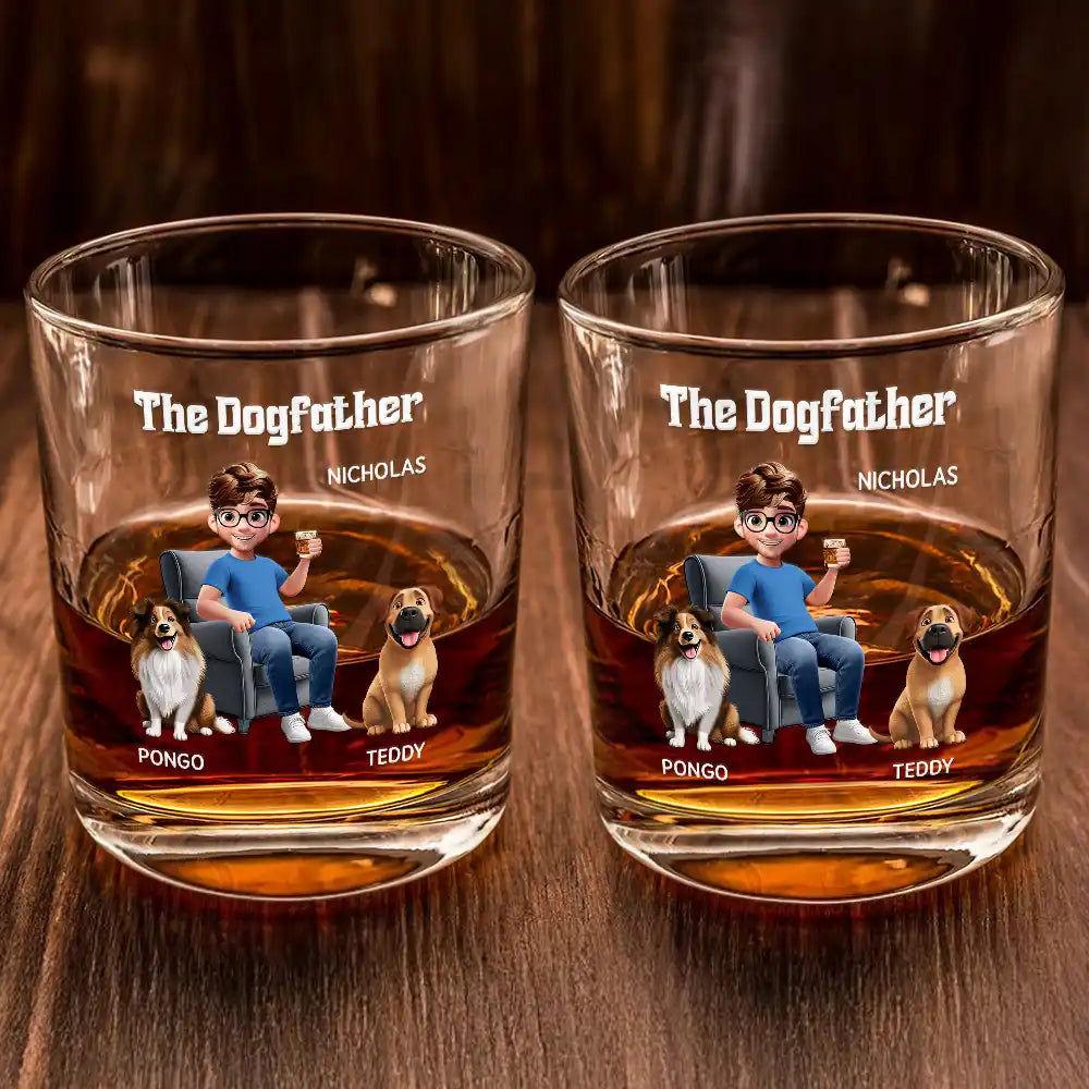 The Dogfather - Custom Whiskey Glass for Dog Lovers, Perfect Gift for Dad & Grandpa Whiskey Glass PopCulturePrints