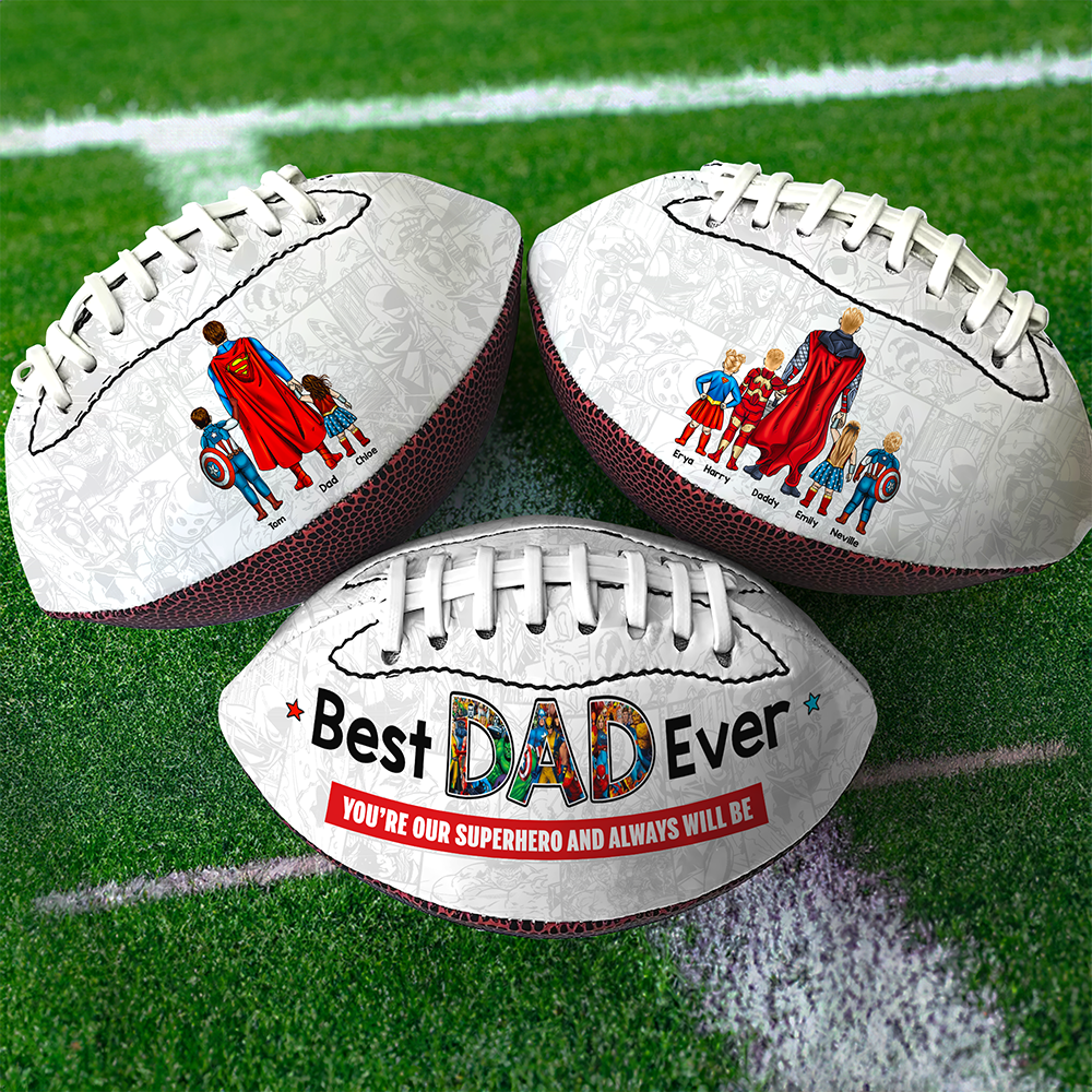 "You're Our Superhero!" Best Dad Ever - Personalized American Football Gift for Dad American Football PopCulturePrints