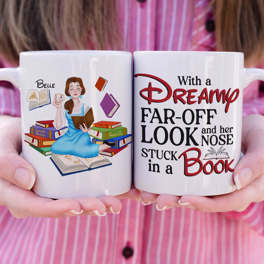 Personalized Book Lover’s Coffee Mug - Her Nose Stuck In a Book Coffee Mug PopCulturePrints