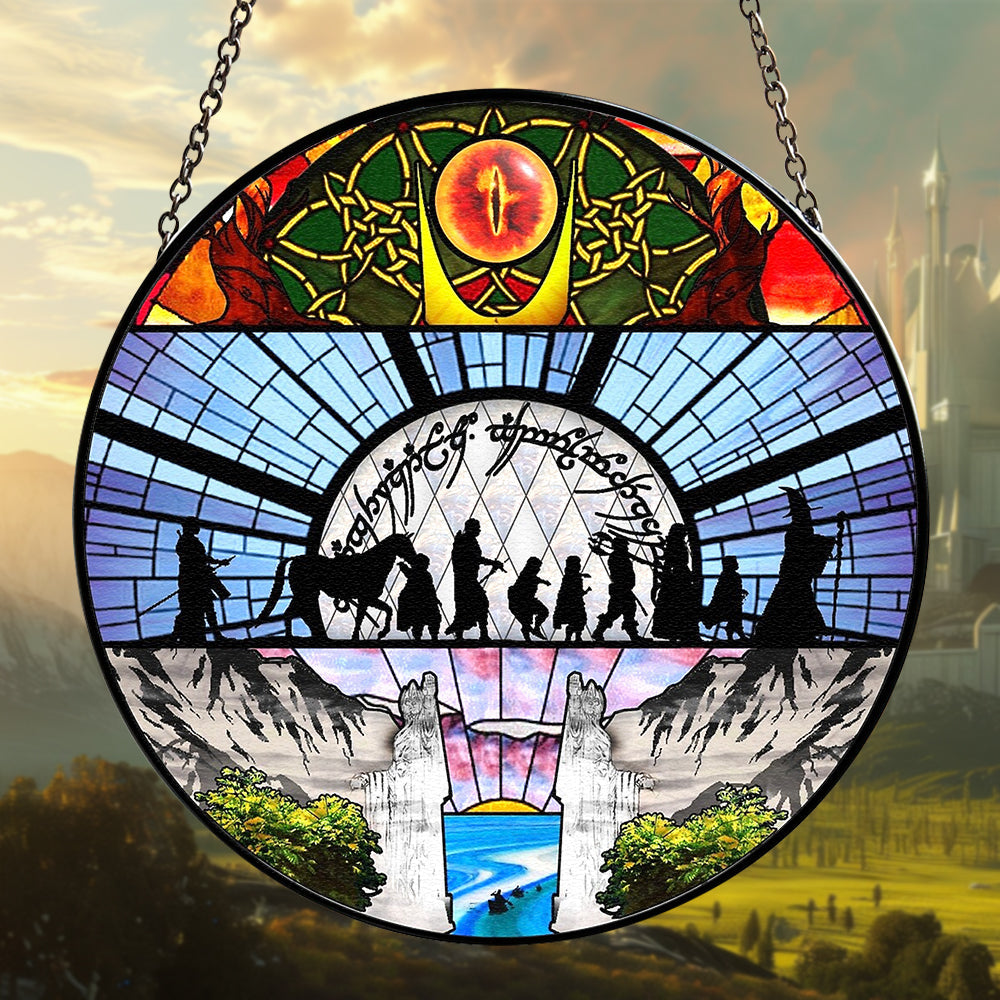 Personalized Fantasy Novel & Movie Inspired Stained Glass Ornament - Various Locations Suncatcher