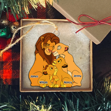 Load image into Gallery viewer, Personalized Family Christmas Ornament with Lion Themed Design Ornament PopCulturePrints
