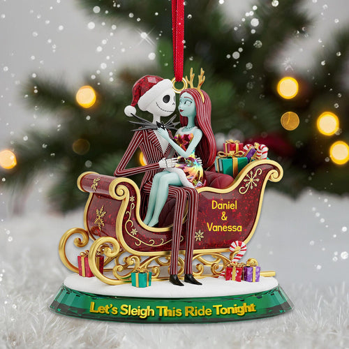 Let's Sleigh This Ride Tonight - Personalized Christmas Ornament for Couples Ornament PopCulturePrints