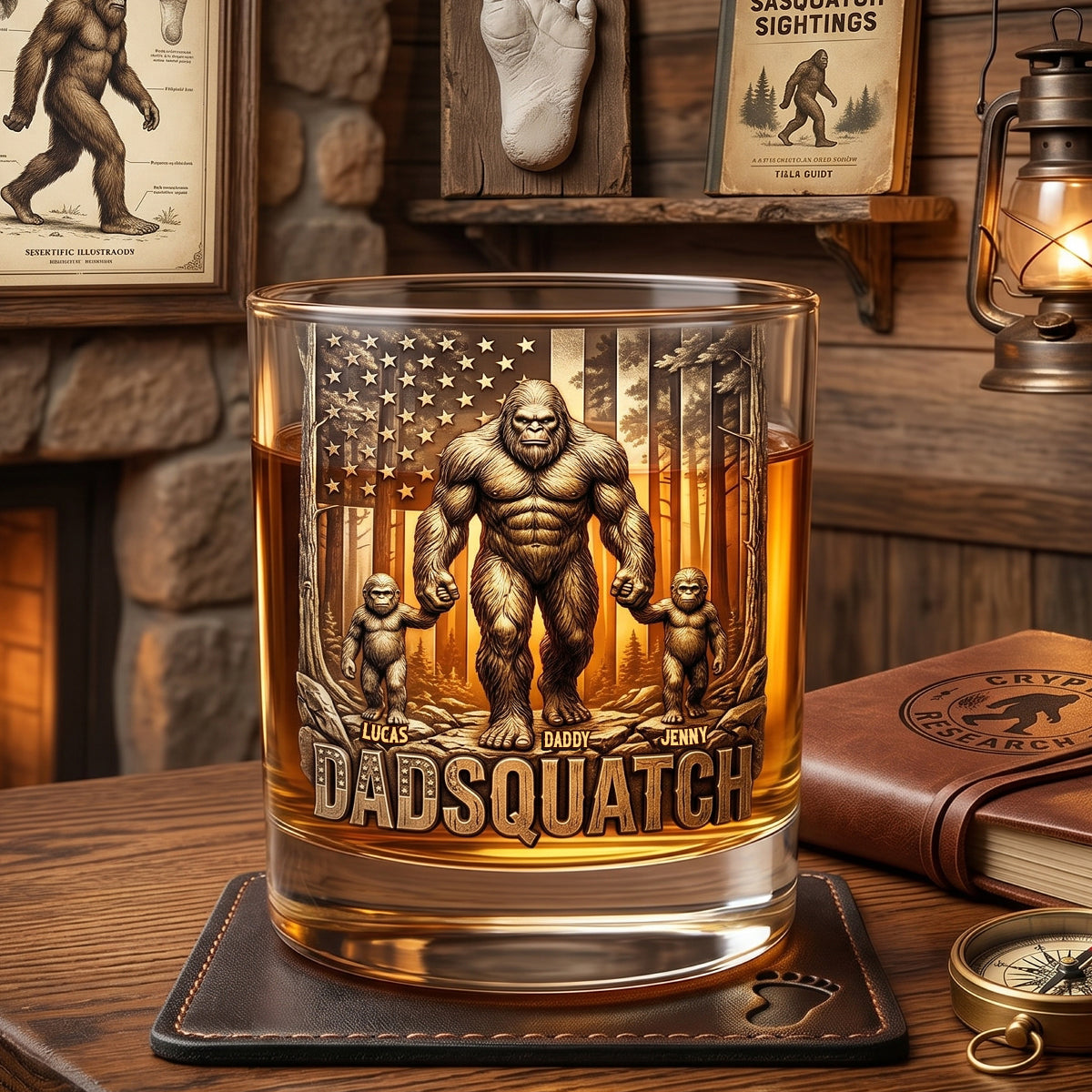 Celebrate Wild Dad Energy - Personalized Round Glass Gift for Dads & Grandpas Glass PopCulturePrints