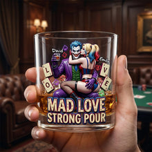 Load image into Gallery viewer, "Mad Love: A Toast to Crazy Romance" - Personalized Round Glass for Couples - Custom Gift for Partners, Lovers, and Friends
