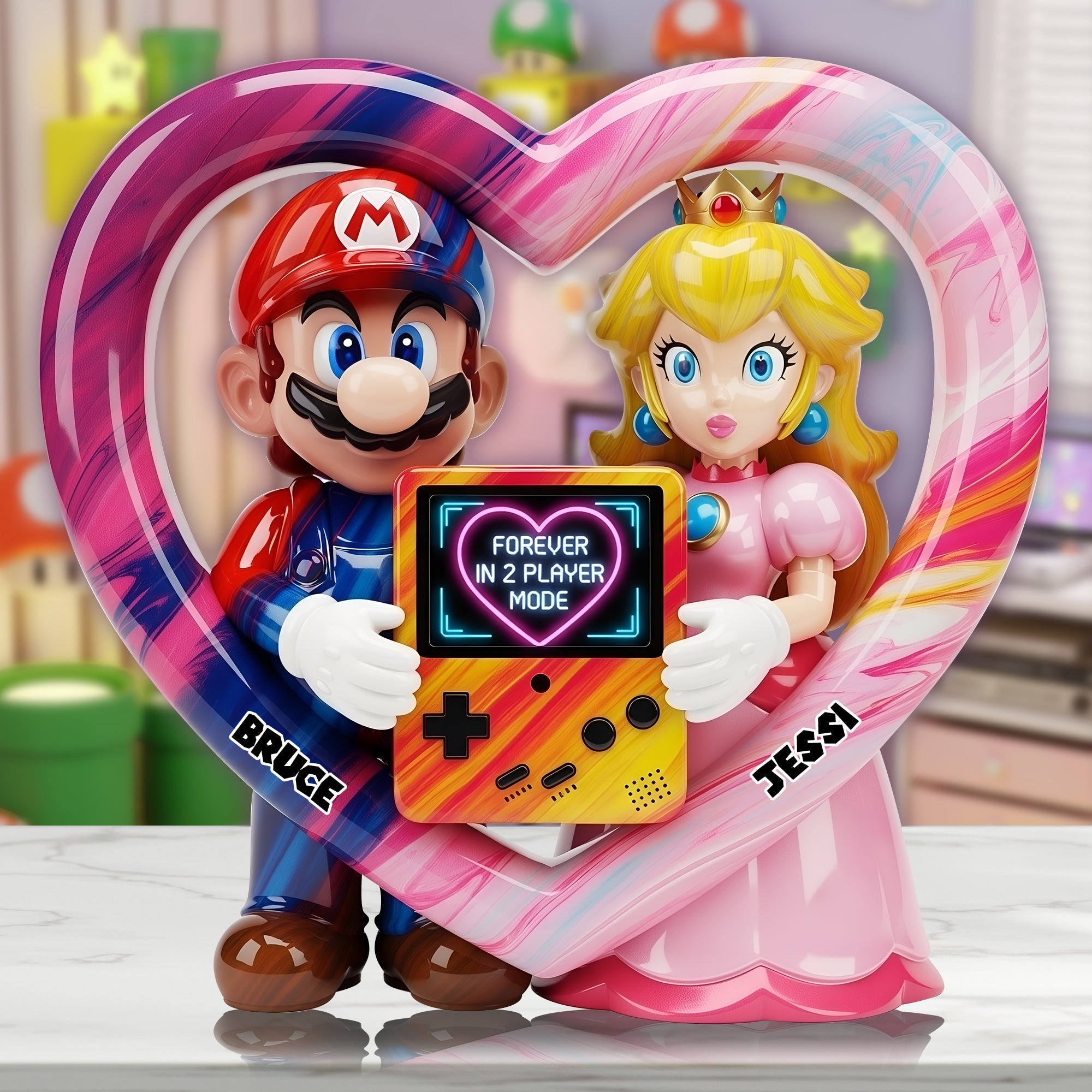 Forever in 2 Player Mode - Personalized Game Couple Acrylic Plaque Shaped Plaques PopCulturePrints