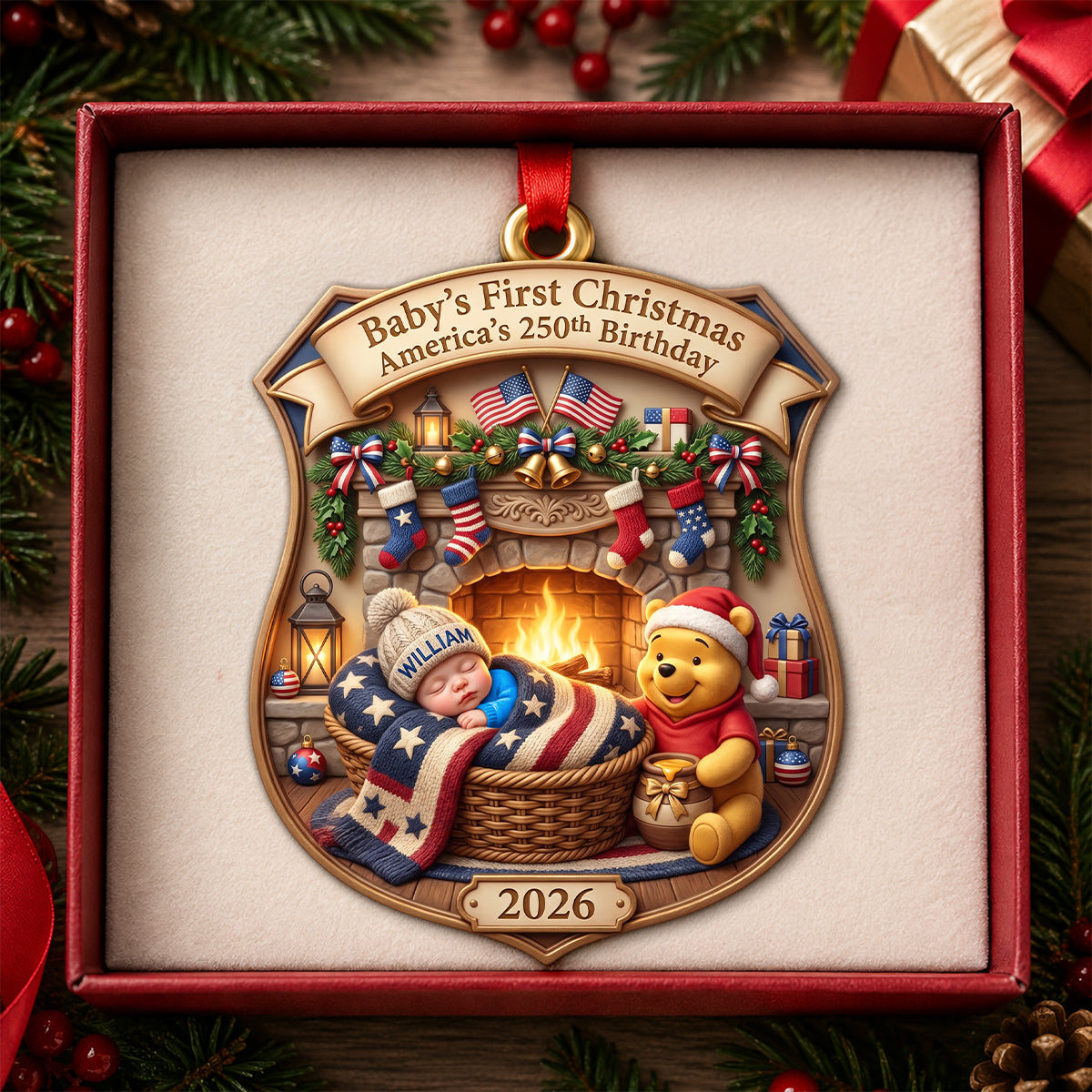 Baby's First Christmas - Personalized 250th Birthday Acrylic Ornament for Newborns