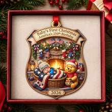 Load image into Gallery viewer, Baby's First Christmas - Personalized 250th Birthday Acrylic Ornament for Newborns
