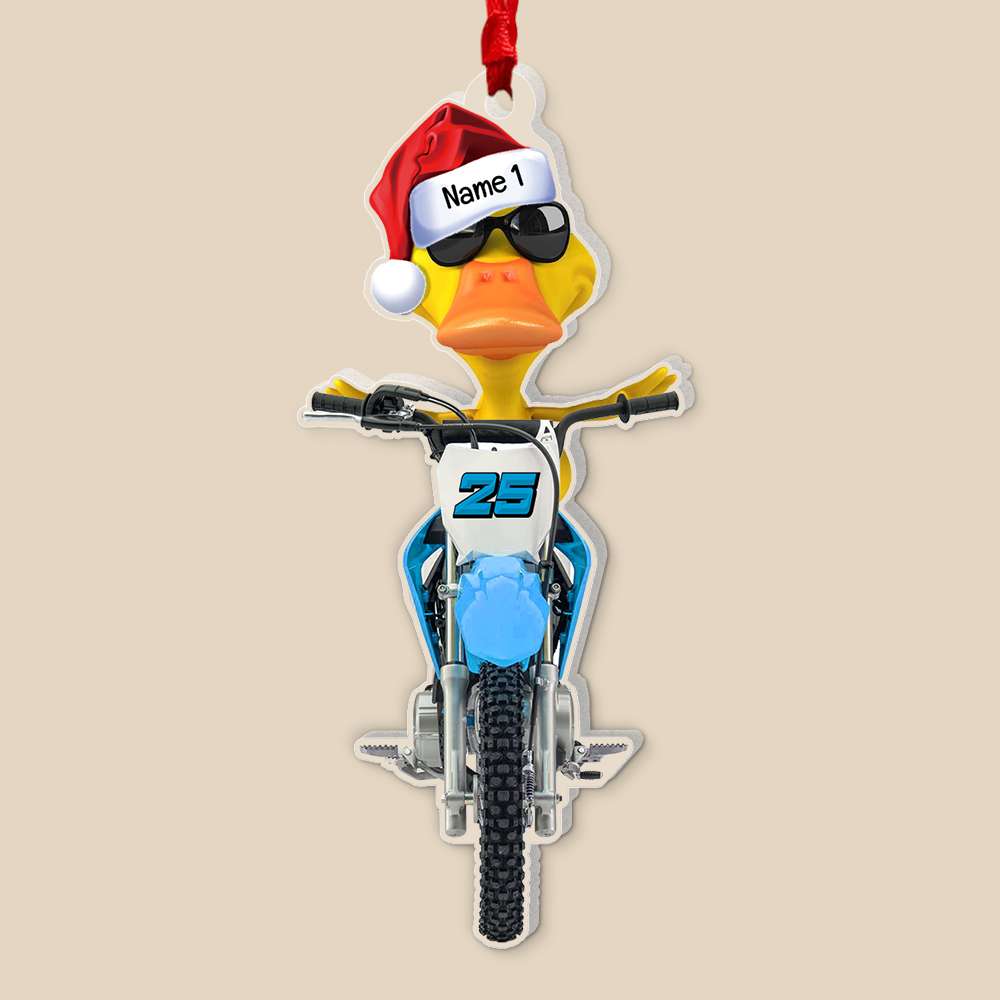 Personalized Motocross Ducks Christmas Ornament - Custom Name