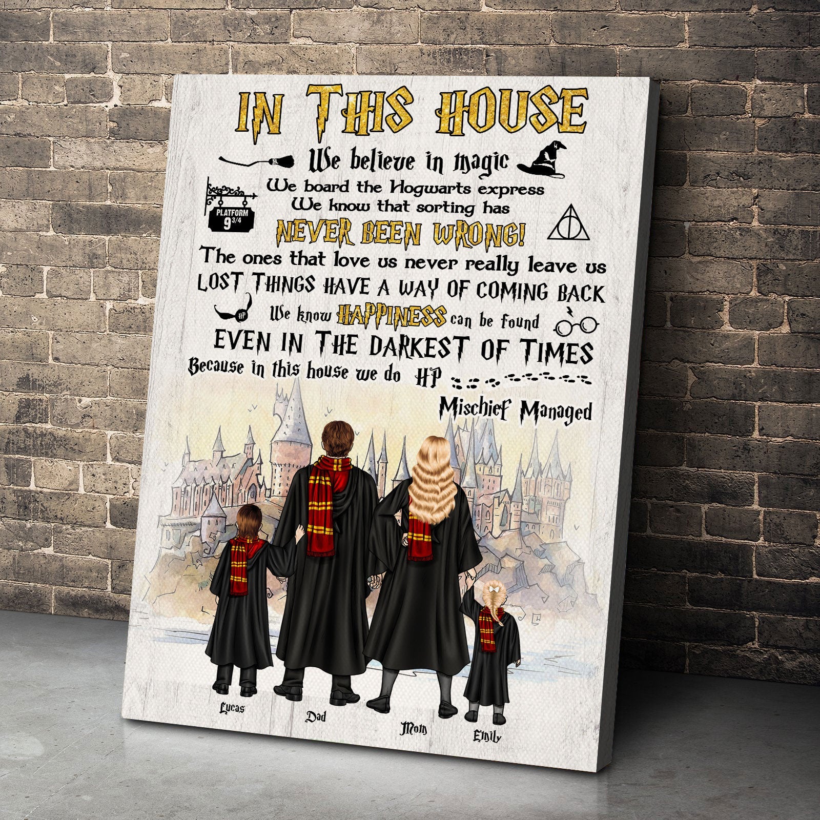 Personalized Harry Potter Family Print - In This House We Believe in Magic