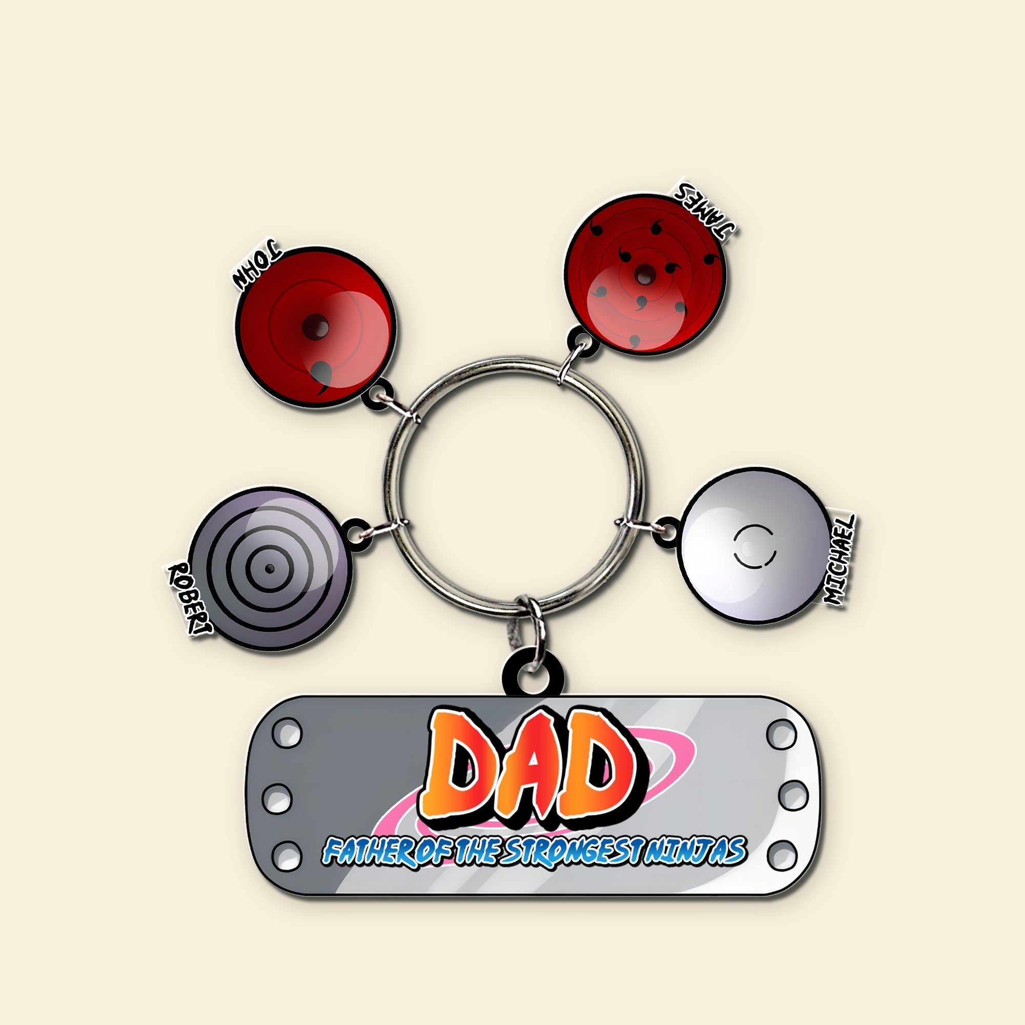Personalized Gamer Dad Keychain with Ninja Eye Charms Keychains PopCulturePrints
