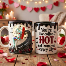 Load image into Gallery viewer, "You're like coffee... HOT - Unique Kissing Couple Accent Mug - Personalized Gift for Couples, Friends, and Loved Ones" Coffee Mug PopCulturePrints
