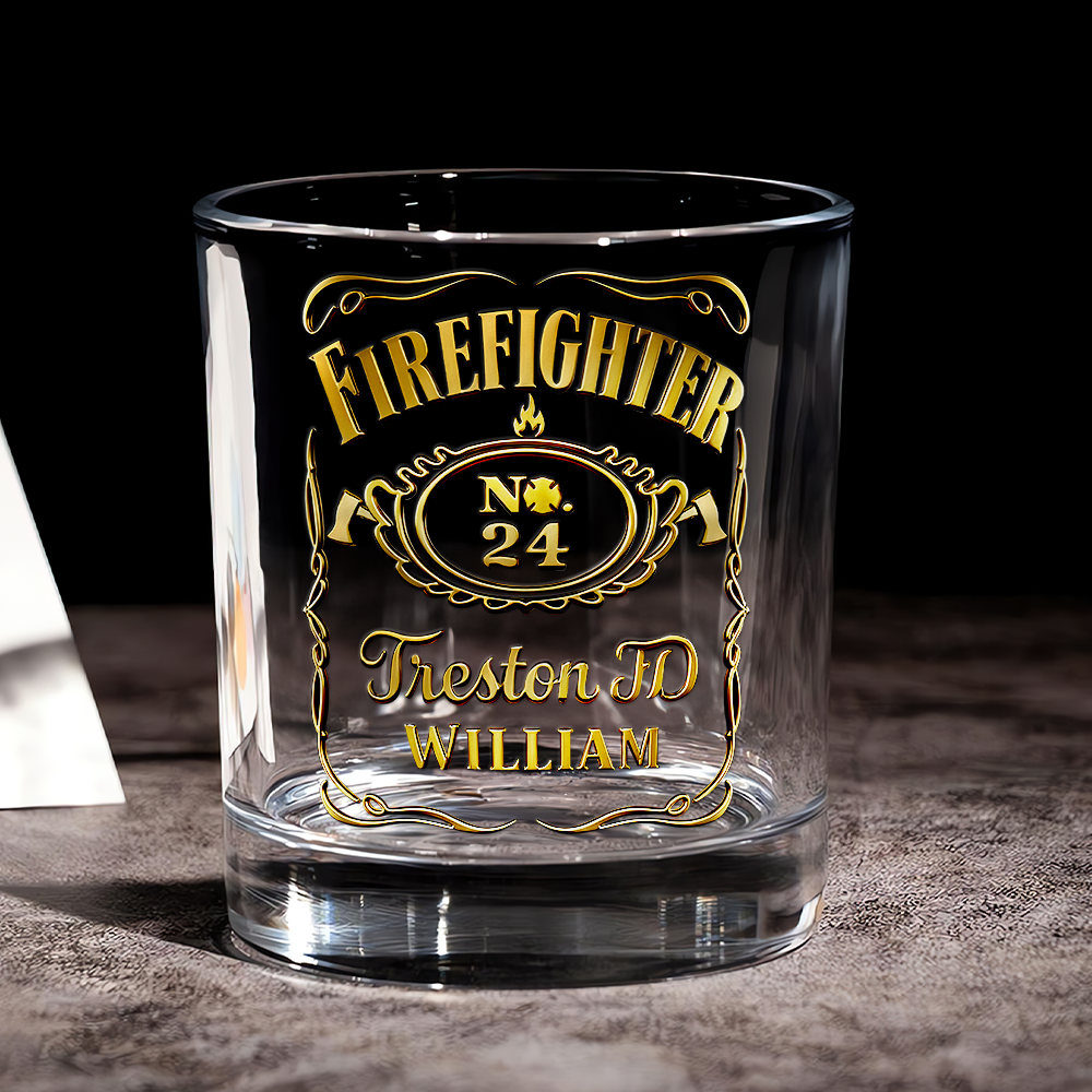 Celebrate the Bravery - Personalized Firefighter Whiskey Glass Whiskey Glass PopCulturePrints