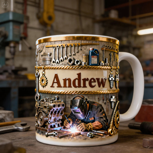 “Crafted for Perfection” - Mechanic At Work Coffee Mug - Personalized Gifts For Mechanics Coffee Mug PopCulturePrints