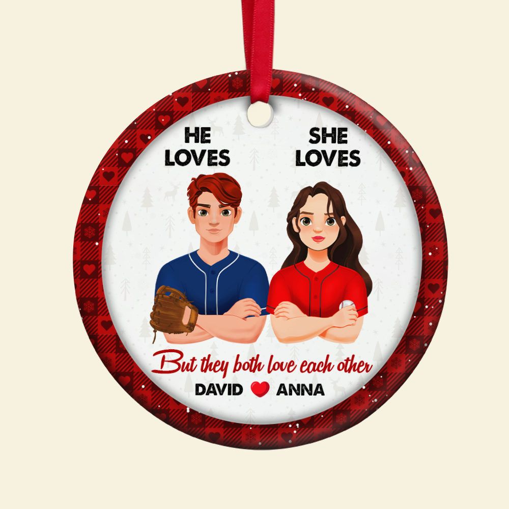 Custom Baseball Lovers Ornament | Personalized Couple Gift | Valentine's Day Gifts Ornament PopCulturePrints
