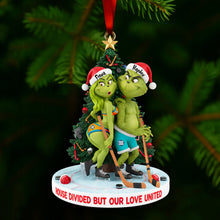 Load image into Gallery viewer, House Divided, But Our Love United - Personalized Ice Hockey Christmas Ornament for Couples Ornament PopCulturePrints
