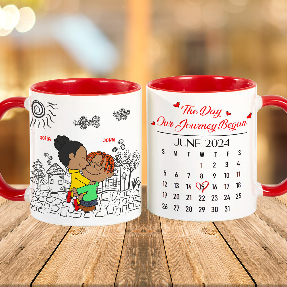 Personalized Cartoon Lover Accent Mug - Our Journey Together Coffee Mug PopCulturePrints