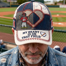 Load image into Gallery viewer, “My Heart is on That Field” - Passionate Baseball Dad Classic Cap - Personalized Gift for Baseball Parents Caps PopCulturePrints
