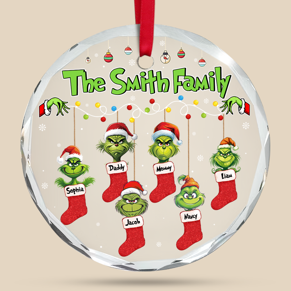 Personalized Grinch Family Christmas Ornament Ornament PopCulturePrints