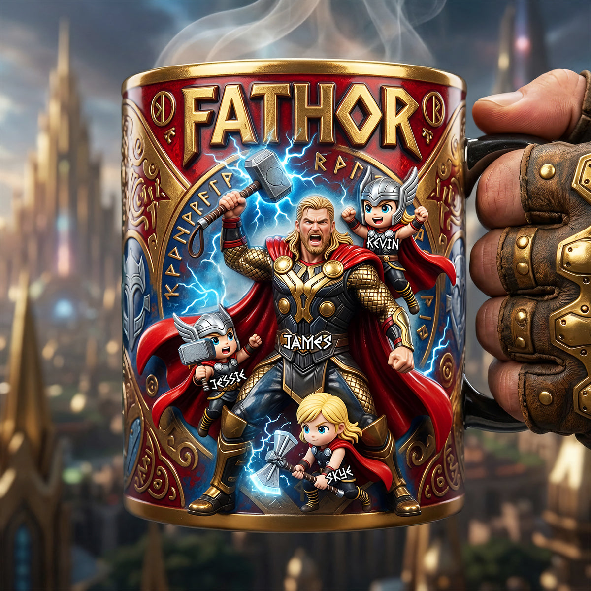 “FATHER: The Indestructible Dad” - Personalized Magic Mug Gift for Dads, Grandpas, and More Coffee Mug PopCulturePrints