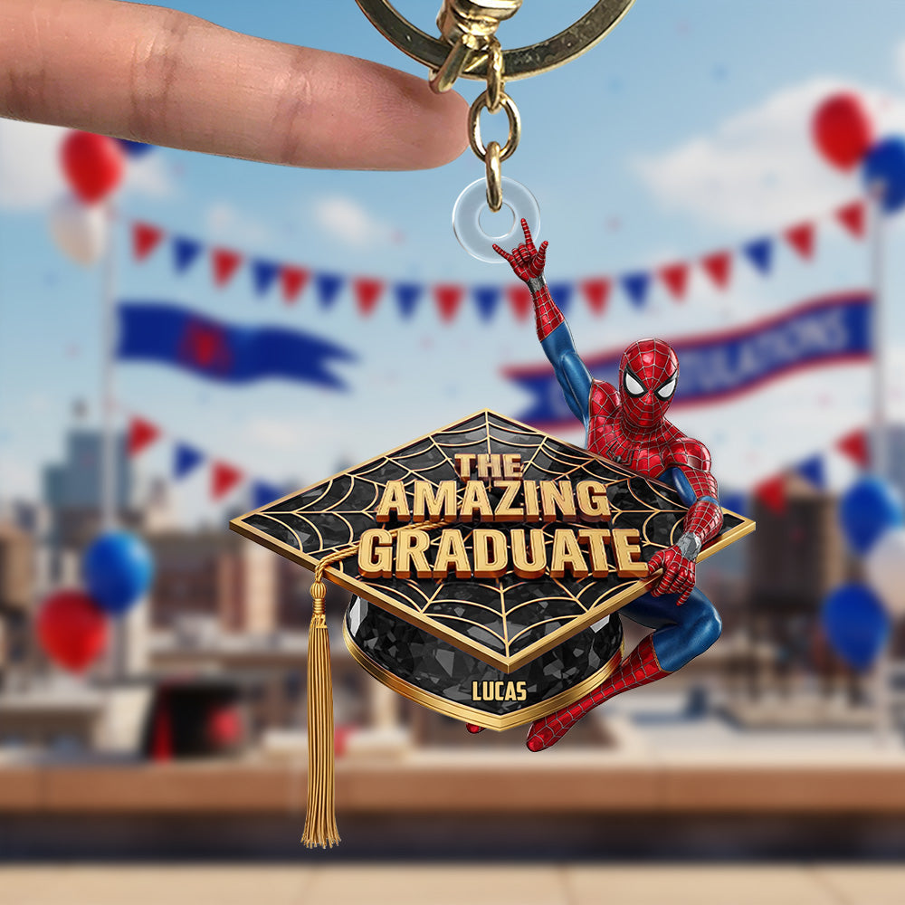 Celebrate Achievements with The Amazing Graduate - Personalized Graduate Gift Keychains PopCulturePrints
