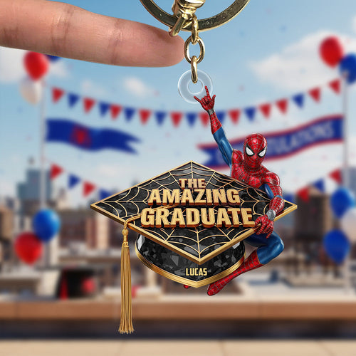 Celebrate Achievements with The Amazing Graduate - Personalized Graduate Gift Keychains PopCulturePrints