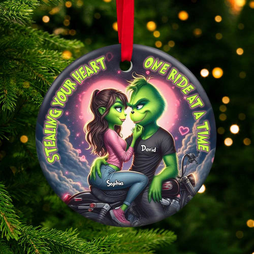 Personalized Couple's Ornament - Unique Green Christmas Keepsake for Valentine's Day Gifts Ornament PopCulturePrints